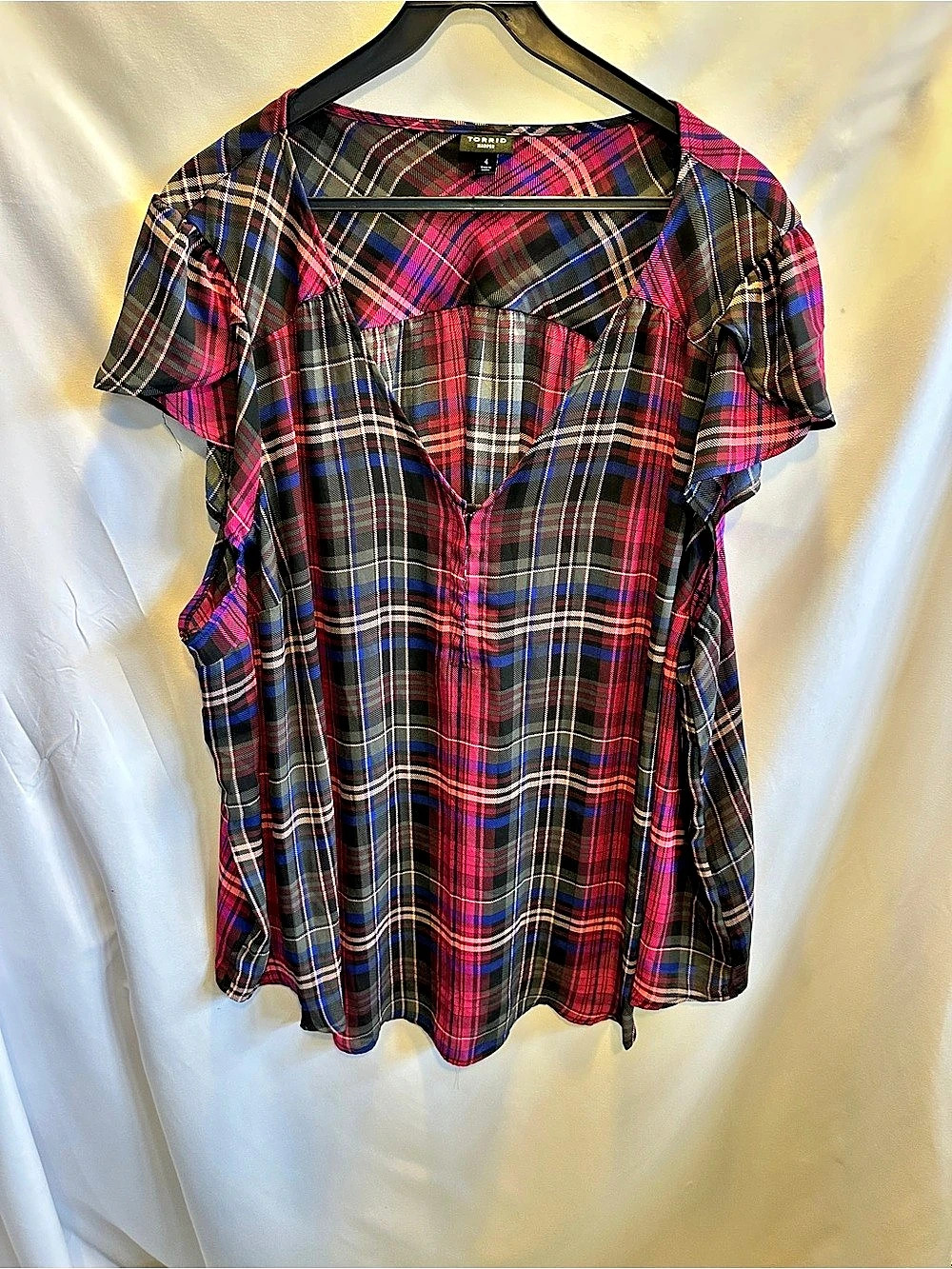 Pink Plaid Blouse